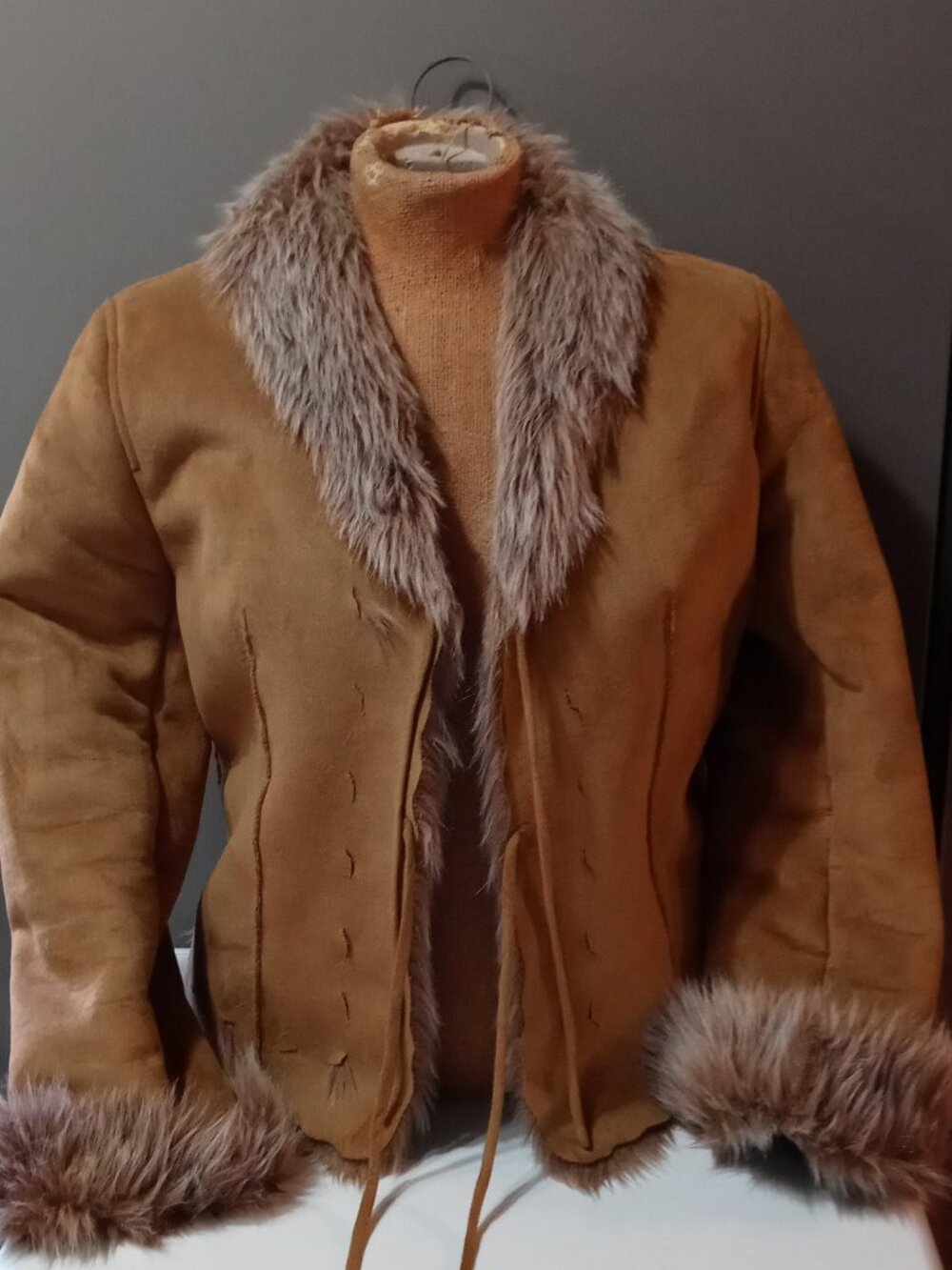 Daniel Benjamin Jacket Faux Fur Tan Size Large